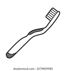 black and white toothbrush vector line art