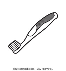 black and white toothbrush vector rubber handle facing left