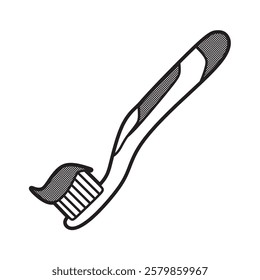 black and white toothbrush vector with toothpaste