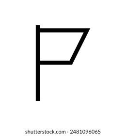 Icono de contorno de la bandera del palillo de dientes en blanco y negro, diseño de Vector simple.