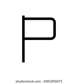 Icono de contorno de la bandera del palillo de dientes en blanco y negro, diseño de Vector simple.