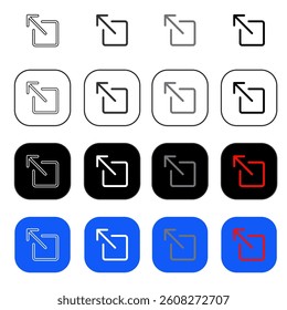 black and white top-left square arrow icon and color button