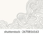 Black and white topographic map background. Topographic map lines. Monochrome topographic terrain lines with space for text. Cartography terrain contour lines backdrop for website, presentations