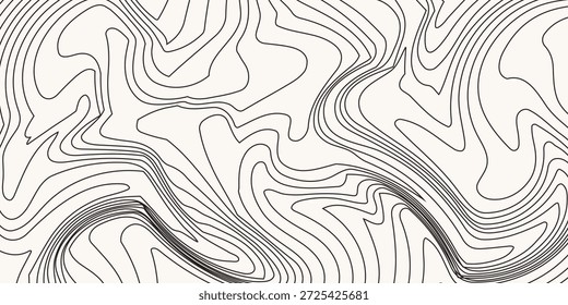 Fondo de mapa topográfico en blanco y negro. Líneas de mapa topográfico. Líneas topográficas de terreno monocromáticas con espacio para texto. Fondo de líneas de contorno de terreno de cartografía para Sitio web, presentaciones