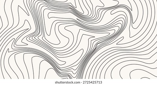 Fondo de mapa topográfico en blanco y negro. Líneas de mapa topográfico. Líneas topográficas de terreno monocromáticas con espacio para texto. Fondo de líneas de contorno de terreno de cartografía para Sitio web, presentaciones