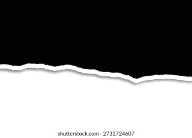 Borda de papel rasgado em preto e branco com borda rasgada e vetor de espaço de cópia