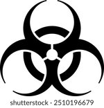 Black and white toxic icon symbol, a universal sign for toxic and hazardous materials