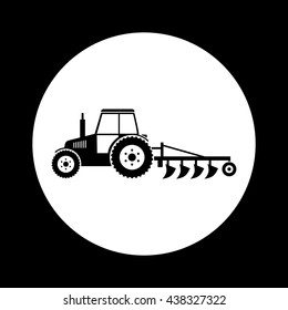 Black and white tractor icon      