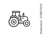 Black and white tractor icon construction heavy machinery line art vector illustration