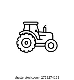 Black and white tractor icon construction heavy machinery line art vector illustration