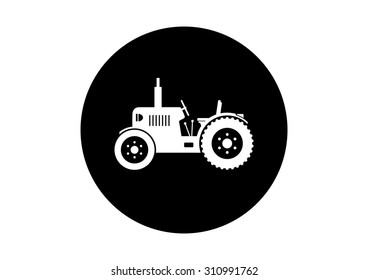 Black and white tractor icon on white background