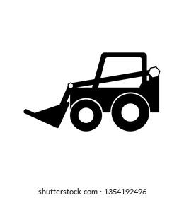 Black and white Tractor illustration kids style bulldozer