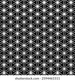 black and white traditional flower of life geometric tribal pattern wallpaper background