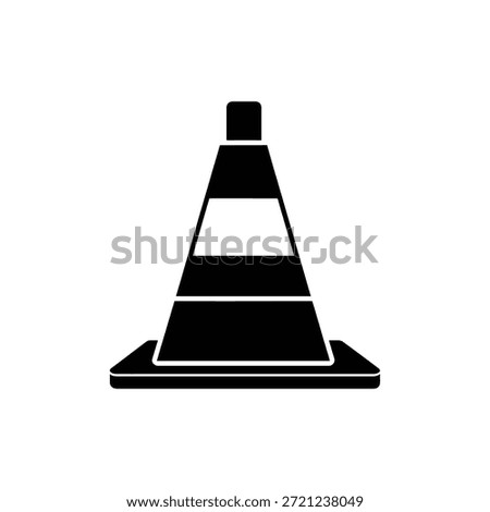 Black and white traffic cone icon with rectangular base representing construction safety