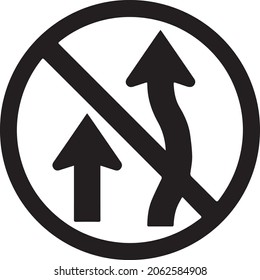 Black and white traffic signs prohibit drivers from overtaking in front of other vehicles in the road area where the sign is installed
