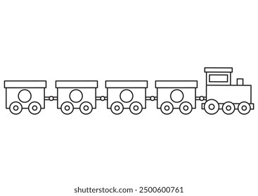 Schwarzweißzug. Malvorlage von Cartoon Zug Vektor flaches Design