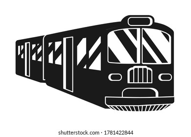 Black and white train silhouette. Modern transport method. Travel themed vector illustration for icon, label, certificate, ticket, coupon or sale banner decoration
