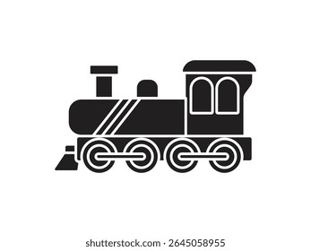 Vector de tren blanco y negro en estilo de línea limpia. Ideal para libros para colorear, carteles retro, educación y diseño de impresión. 100% Vector, totalmente editable y escalable.