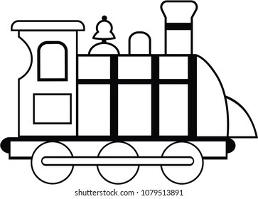 Black and White Train Vector Illustration