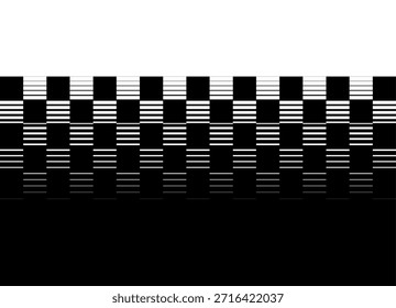 Transición de negro a blanco. Patrón de píxeles de semitono. Elemento de diseño a rayas con líneas finas. Fondo de Vector en el estilo de una bandera a cuadros, tablero de ajedrez y taxi, para cubiertas, publicidad,