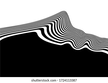 Black to white transition with wavy striped lines. Abstract vector background.