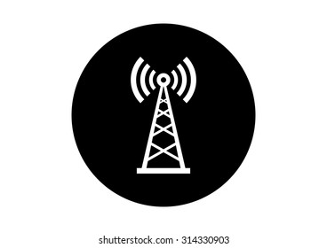 Black and white transmitter icon on white background      