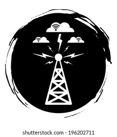 black and white Transmitter Tower