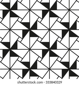 Black, white and transparent geometric seamless pattern with triangle, abstract background, vector.