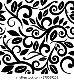 black and white or transparent seamless floral background square layout for scrapbooking, with vignette on separate layer