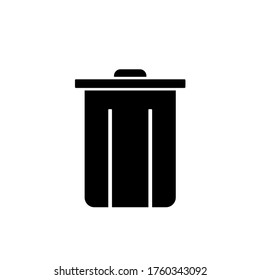 Icono de cubo de basura blanco y negro