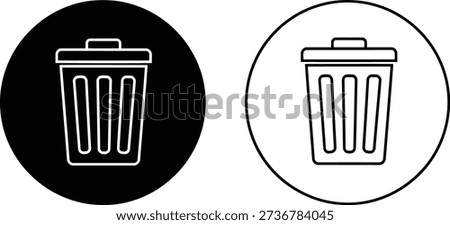 Black and white trash can one filled black circle one outlined white circle garbage