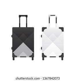 Black and white travel bag or suitcase. Isolated on white. Vector illustration