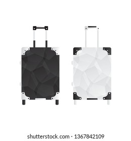 Black and white travel bag or suitcase. Isolated on white. Vector illustration