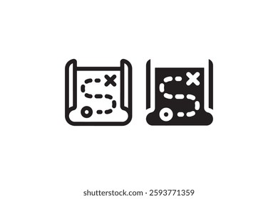 Black and white treasure map icons Vector