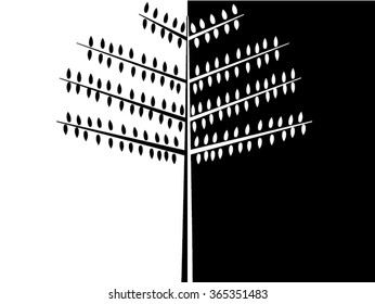 black and white tree