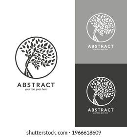 Black and white tree emblems. Modern illustration. Isolated vector. Great for logo, monogram, invitation, flyer, menu, brochure or any desired idea.