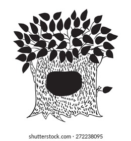 Black and white tree with hollow