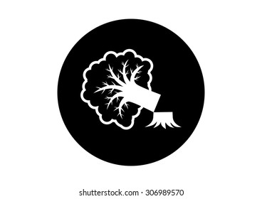 Black and white tree icon on white background     