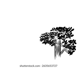 desenho de ilustração de árvore preto e branco