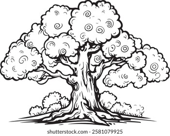 Black and White Tree Illustration and Eco-Friendly Design