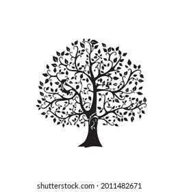 Black and white tree illustration vector