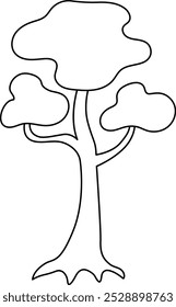 Ilustración de árbol en blanco y negro. Icono de la planta de la línea de Vector. Bosque o imagen del bosque. Divertida página para colorear verde para niños aislados sobre fondo blanco
