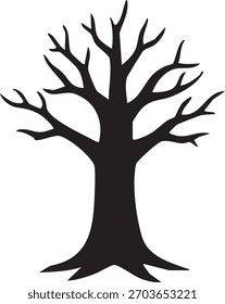 Árbol blanco y negro sin hojas. El árbol está desnudo y no tiene follaje