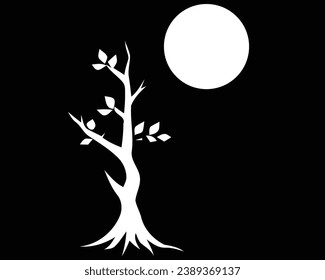 Black and white tree on the Yin Yang symbol