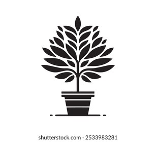 Black and white Tree in a pot