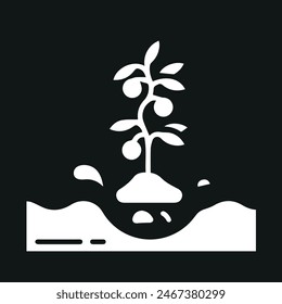 black and white tree with roots icon.