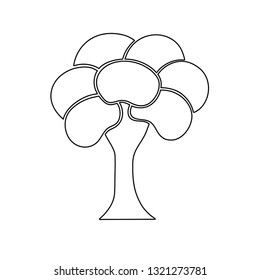 Black and white tree silhouette with crown on white background. Vector illustration.