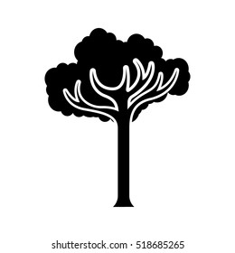 black and white tree trunk with foliage shape cloud