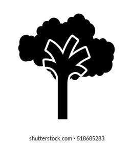 black and white tree trunk with foliage shape cloud
