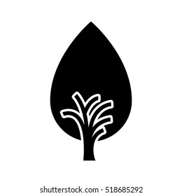 black and white tree trunk with foliage shape of drop